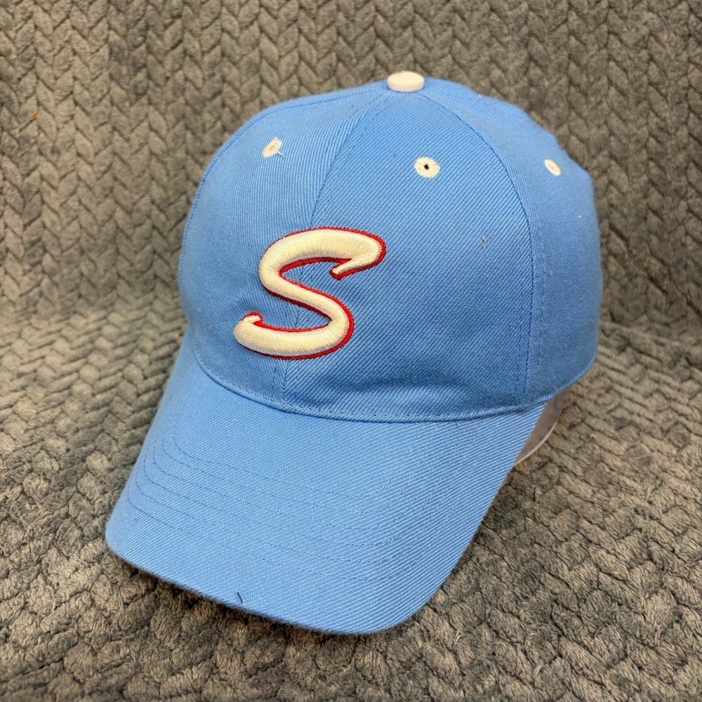 TC&B Elite Series Light Blue Fitted Baseball Hat Size 7 1/8 S Logo Character